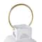 22.5" White Metal Tall Arched Cutout Candle Lantern with Gold Handle